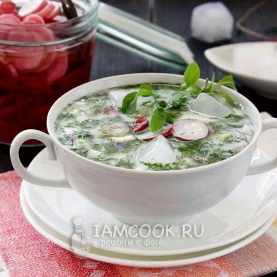 Рецепт вегетарианской окрошки на кефире и минералке