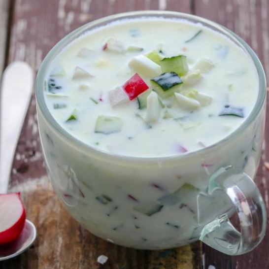 Рецепт вегетарианской окрошки на кефире