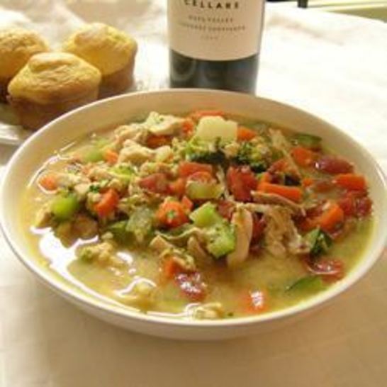 Рецепт куриного-овощного суп с арахисовой пастой