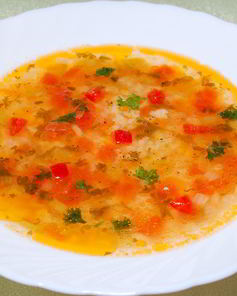 Легкий овощной суп с рисом