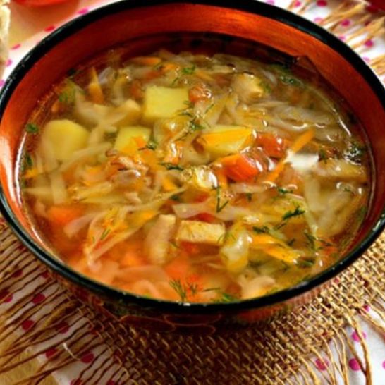 Рецепт овощного супа с грибами