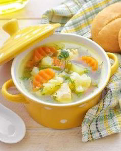 Суп овощной в горшочке с цыпленком