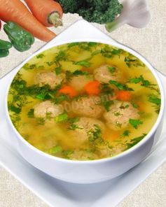 Рассольник с фрикадельками из белуги