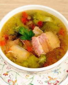 Рассольник с копченой грудинкой