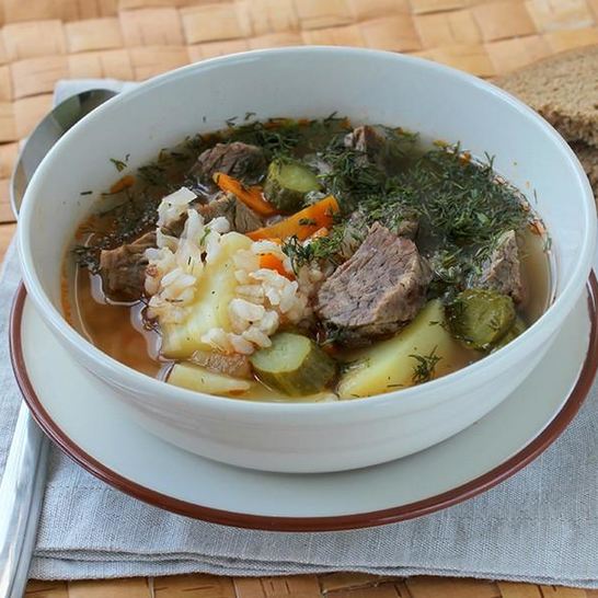 Рецепт рассольника с нешлифованным рисом