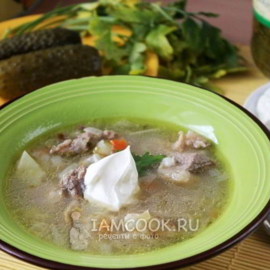Рецепт рассольника с перловкой и солеными огурцами с говядиной