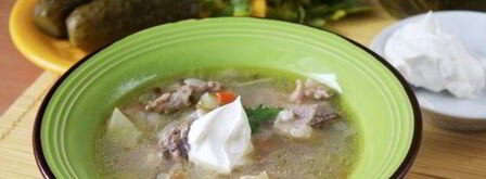 рассольник с перловкой и солеными огурцами с говядиной. Шаг 13