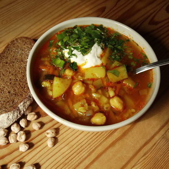 Рецепт вегетарианского рассольника с нутом