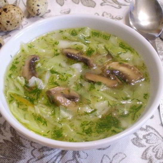 Рецепт постных щей из свежей капусты с грибами