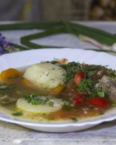 Суп шурпа из говядины в казане