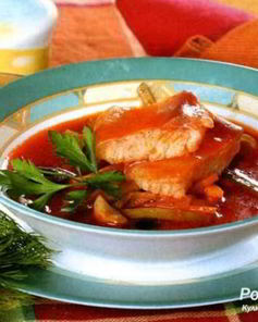 Рыбная солянка с шампиньонами