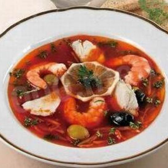 Рецепт солянки с креветками