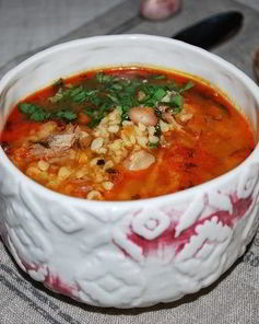 Густой суп харчо с айвой