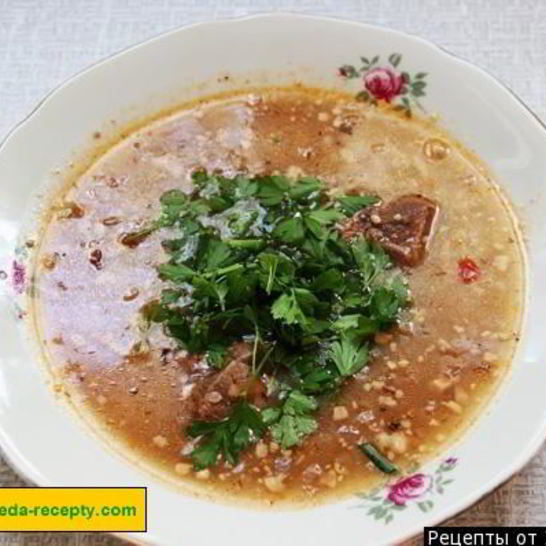 Рецепт вкусного супа харчо из говядины с рисом