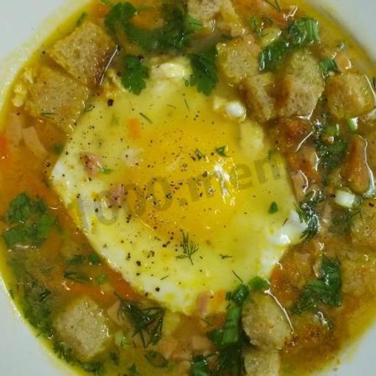 Рецепт супа-пюре с ветчиной и яйцом