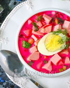 Холодный свекольник с колбасой