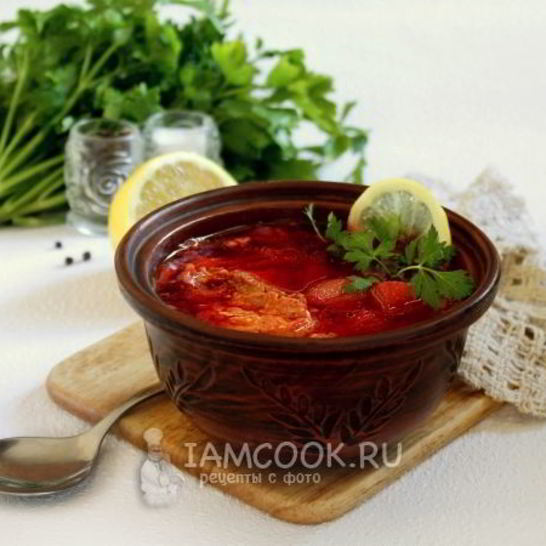 Рецепт классического горячего свекольника с курицей