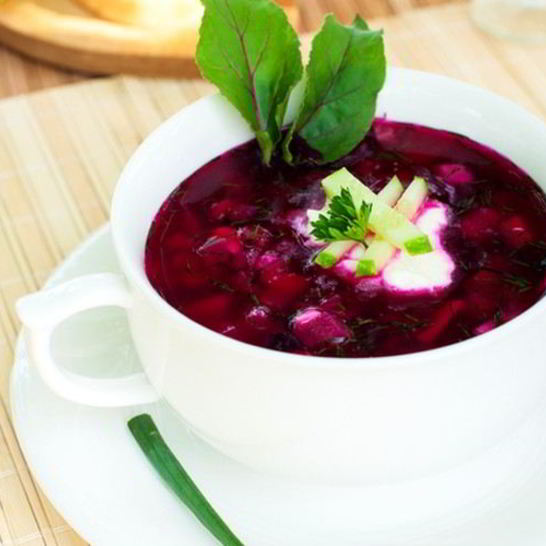 Рецепт свекольника с вареной колбасой