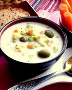 Овощной сырный суп