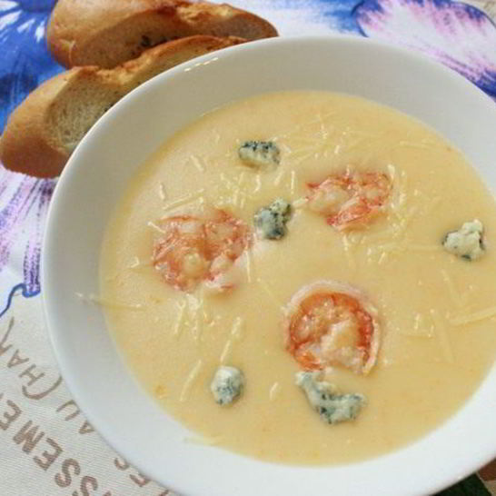 Рецепт сырного крема-супа с креветками
