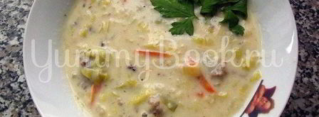 сырный суп с луком пореем в мультиварке. Шаг 7