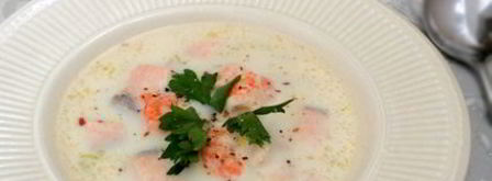 сырный суп с семгой и креветками. Шаг 14