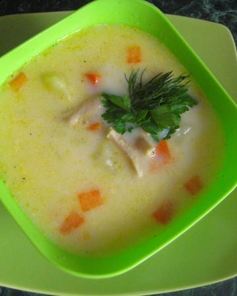 Сырный суп с соевым мясом