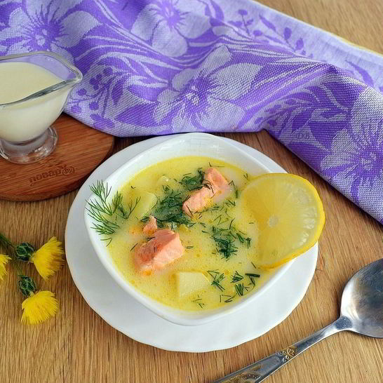 Рецепт ухи по-фински со сливками с лососем