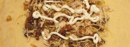 блины с курицей, грибами и сыром. Шаг 7