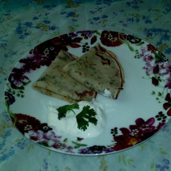 Рецепт блинов соленых с укропом и сметаной