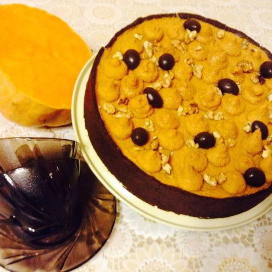 Рецепт чизкейка шоколад-тыква-карамель