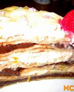 Домашний чизкейк с блинами и творогом