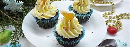 черемуховые капкейки с апельсиновым джемом и ванильным кремом. Шаг 15