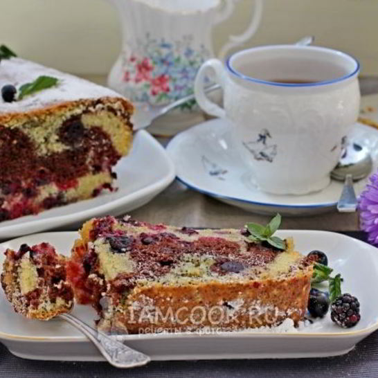 Рецепт кекса с маком, какао и ягодами