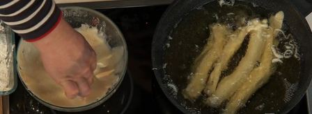 хворост из трески и семги с огуречной райтой. Шаг 5