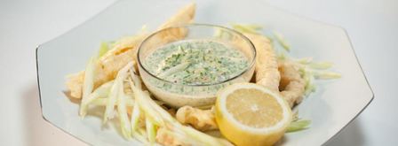 хворост из трески и семги с огуречной райтой. Шаг 7