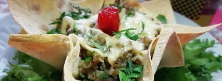 греча с печенью в корзинке из лаваша. Шаг 13