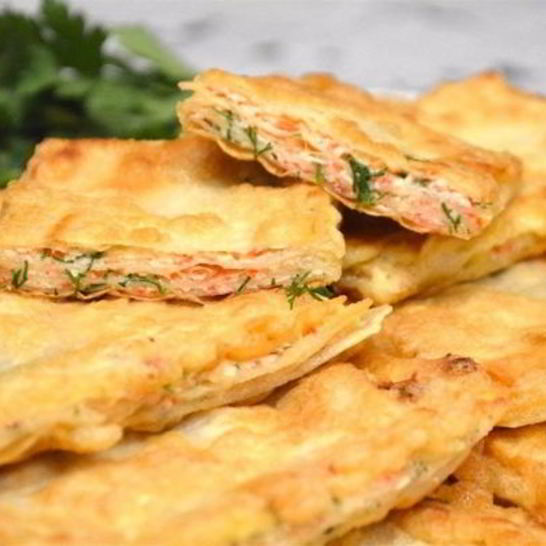 Рецепт тонкого лаваша с крабовыми палочками и яйцом