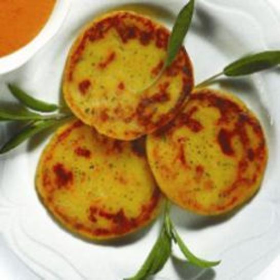 Рецепт лепешек из картофеля с соусом из сладкого перца