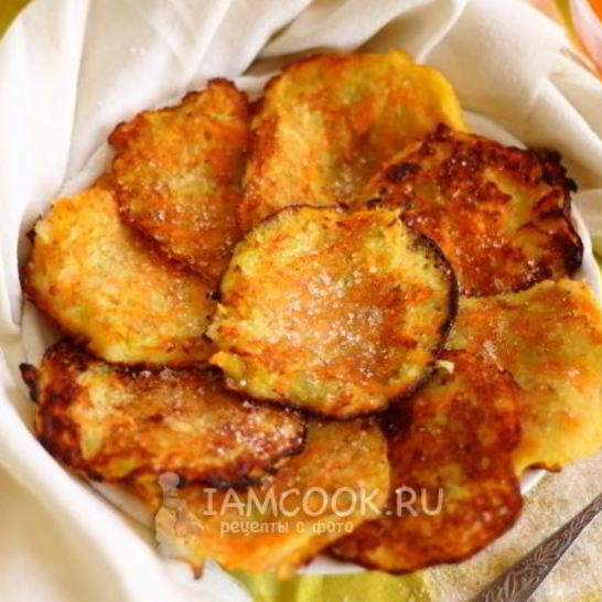 Рецепт сладких оладий из кабачков и моркови