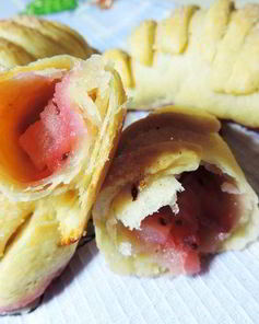 Ложное слоеное тесто и рогалики с яблоками из него