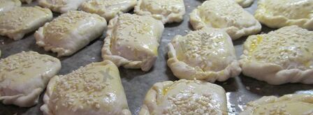 пирожки слоеные конвертики с сыром и ветчиной. Шаг 13