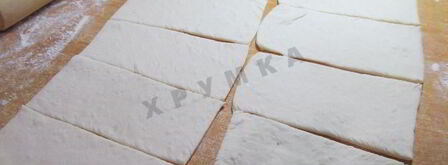 пирожки слоеные конвертики с сыром и ветчиной. Шаг 6