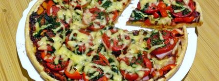 пицца на жидком тесте со свининой, помидорами и перцем. Шаг 22