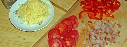 пицца на жидком тесте со свининой, помидорами и перцем. Шаг 11