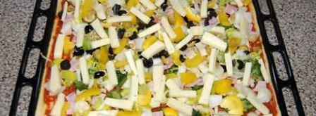 пицца овощная, усиленная ветчиной. Шаг 100