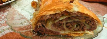 штрудель с мясом из слоеного теста. Шаг 14