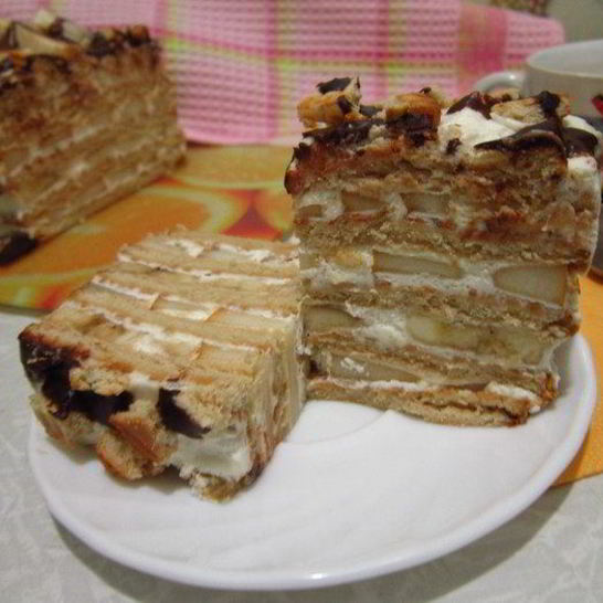 Рецепт фруктово-сливочного торт из печенья