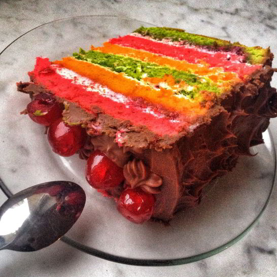 Рецепт радужного бисквитного торта