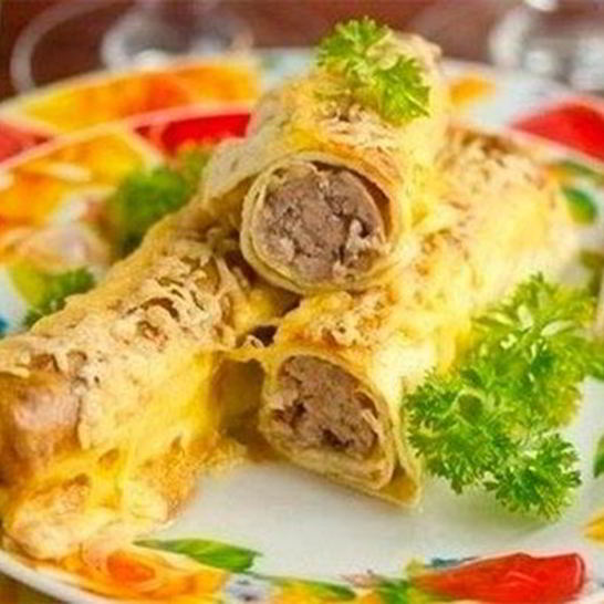 Рецепт яичных конвертиков с мясной начинкой